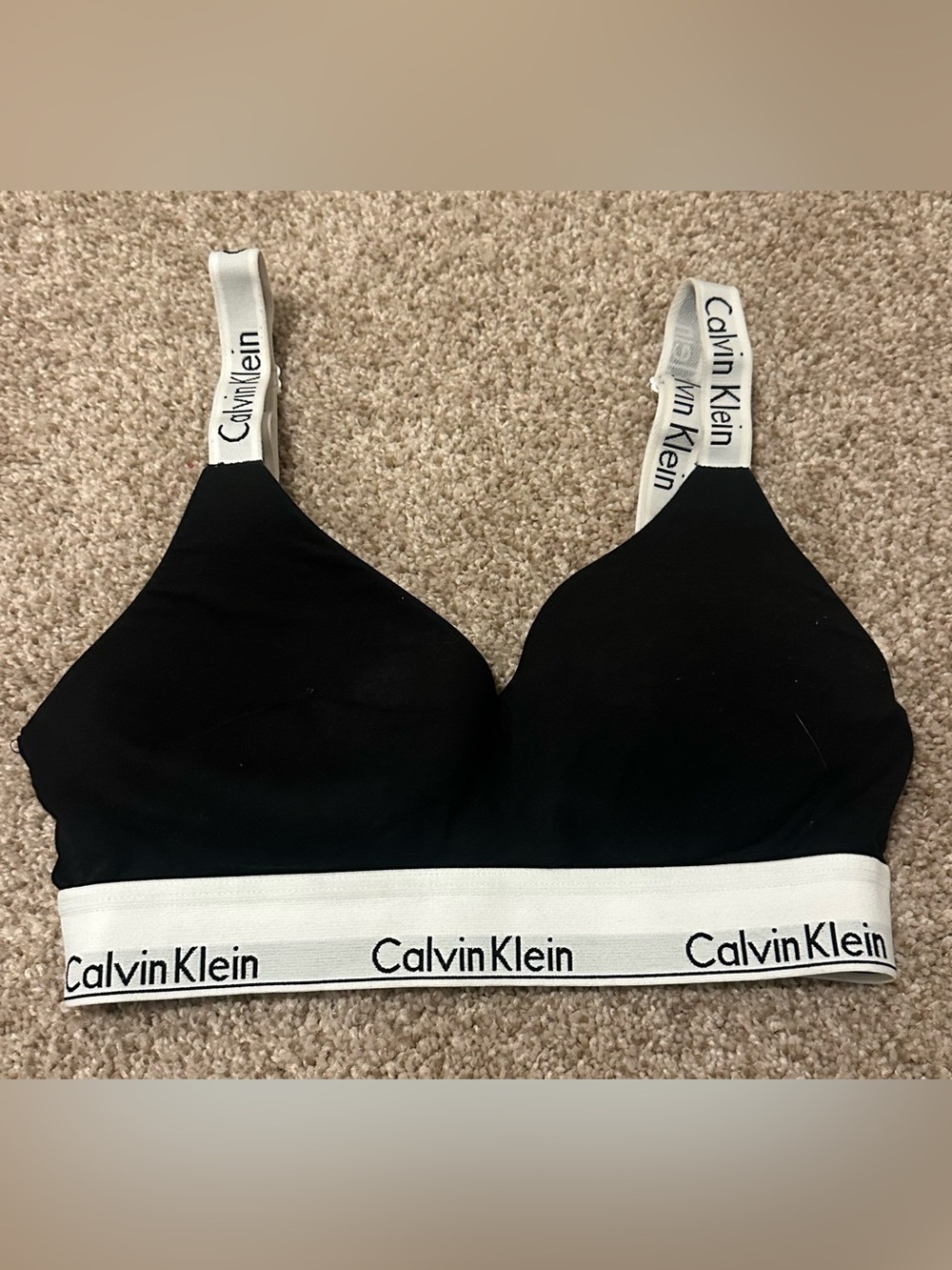 Calvin Klein Black Bralette with White Logo Band